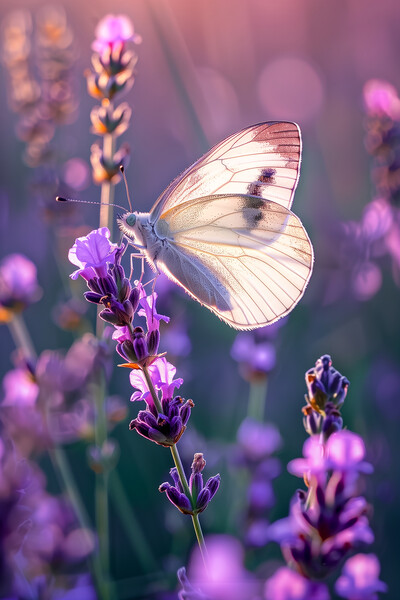 White Butterfly on Lavender Picture Board by T2 