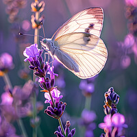Buy canvas prints of White Butterfly on Lavender by T2 