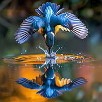 Buy canvas prints of Kingfisher Diving by T2 