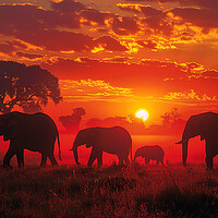 Buy canvas prints of Elephants in the African Sunset by T2 