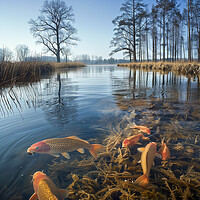 Buy canvas prints of Shoal of Carp Feeding by T2 