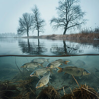 Buy canvas prints of Shoal of Carp in Wintertime by T2 