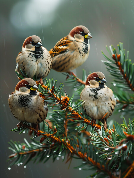 Sparrows in the Rain Picture Board by T2 