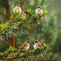 Buy canvas prints of Sparrows in the Rain by T2 