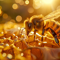 Buy canvas prints of Bee on a Honeycomb by T2 