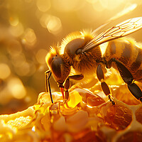 Buy canvas prints of Bee on a Honeycomb by T2 