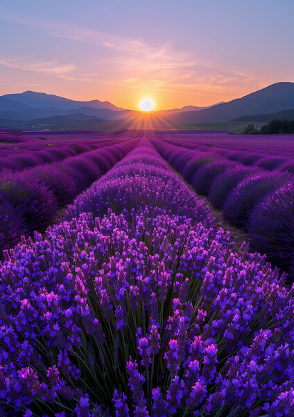 lavender Fields at Sunrise Picture Board by T2 