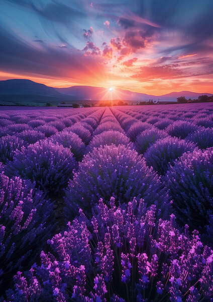 lavender Fields at Sunrise Picture Board by T2 