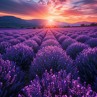 Buy canvas prints of lavender Fields at Sunrise by T2 