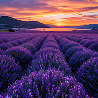 Buy canvas prints of lavender Fields at Sunrise by T2 