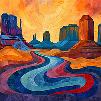 Buy canvas prints of Desert landscape painted in swirling Shades by T2 