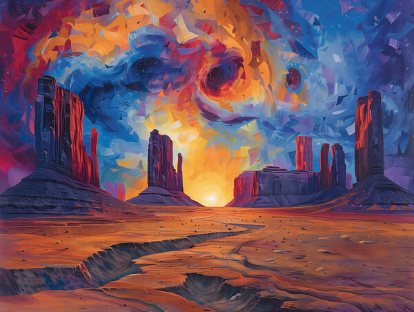 Desert landscape painted in swirling Shades Picture Board by T2 