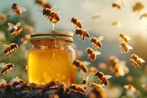 Jar of Honey made by Honey Bees Picture Board by T2 