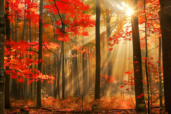 Autumn Woodland Sun Rays Picture Board by T2 
