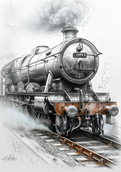 Steam Train Sketch Picture Board by T2 