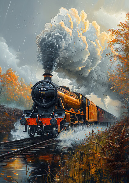 British Steam Train Art Picture Board by T2 