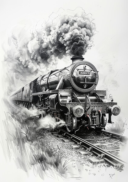 Steam Train Nostalgic Black and White Picture Board by T2 