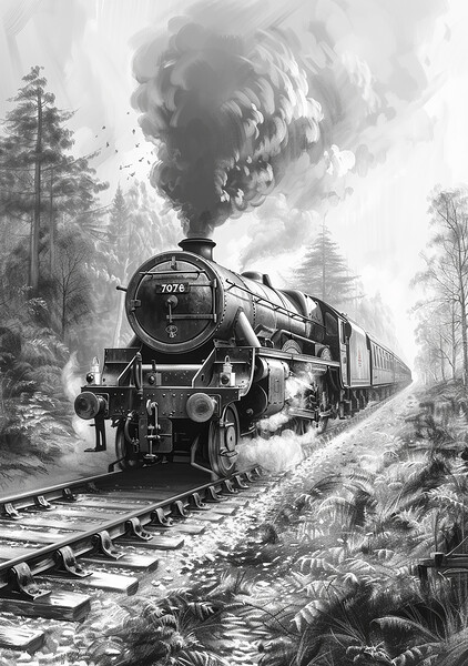 Steam Train Nostalgia Black and White Picture Board by T2 