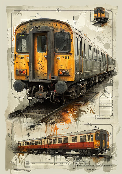 Vintage British Rail Diesel Train Picture Board by T2 