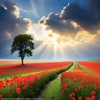 Buy canvas prints of The lonely Tree amongst the Poppies  by Zap Photos