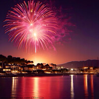 Buy canvas prints of Fireworks over Marbella  by Zap Photos