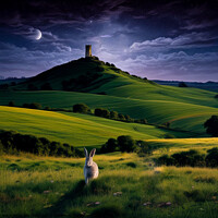 Buy canvas prints of Glastonbury Tor and the Hare. AI  by Zap Photos