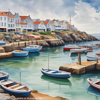 Buy canvas prints of Tranquil fishing harbour  by Zap Photos