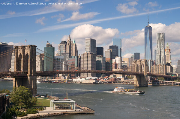 Brooklyn Bridge and Manhattan skyline  Picture Board by Bryan Attewell