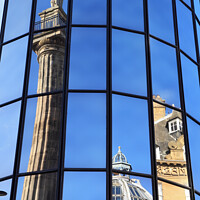 Buy canvas prints of Grey's Monument reflection by Bryan Attewell