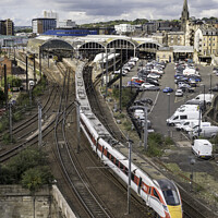Buy canvas prints of LNER Azuma train Newcastle by Bryan Attewell