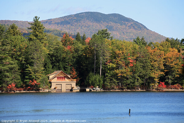 Boathouse on Squam Lake Picture Board by Bryan Attewell