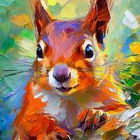 Red Squirrel Abstract Art