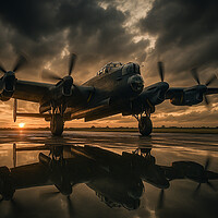 Lancaster Bomber Sunset Reflection
