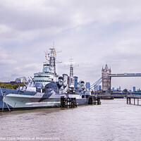 Buy canvas prints of HMS Belfast at Tower Bridge by Andy Salter
