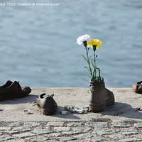 Buy canvas prints of Iron Shoes on the Danube River in Budapest by Andy Salter