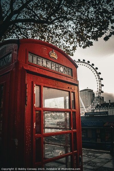 Iconic Telephone box and London eye Picture Board by Bobby Conway