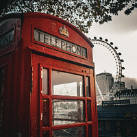 Buy canvas prints of Iconic Telephone box and London eye by Bobby Conway
