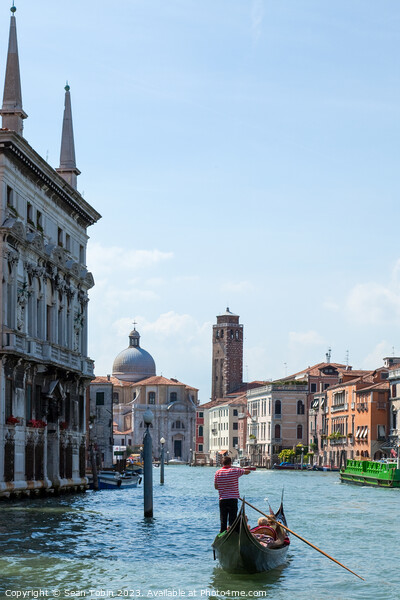 Venice view from the Grand Canal with a gondola Picture Board by Sean Tobin