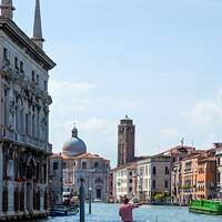 Buy canvas prints of Venice view from the Grand Canal with a gondola by Sean Tobin