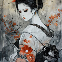 Buy canvas prints of Geisha in White by Harold Ninek