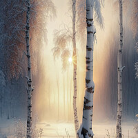 Buy canvas prints of Winter Amidst the Silver Birches I by Harold Ninek