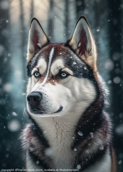 Husky in the Snow Picture Board by Harold Ninek