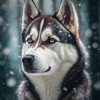 Buy canvas prints of Husky in the Snow by Harold Ninek