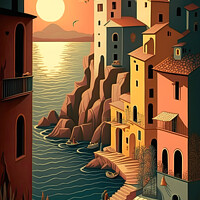 Buy canvas prints of Ligurian Sunset by Harold Ninek