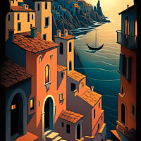 Buy canvas prints of Sunset on the Italian Riviera by Harold Ninek