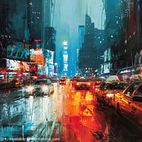 Buy canvas prints of Rainy Night in New York by Harold Ninek