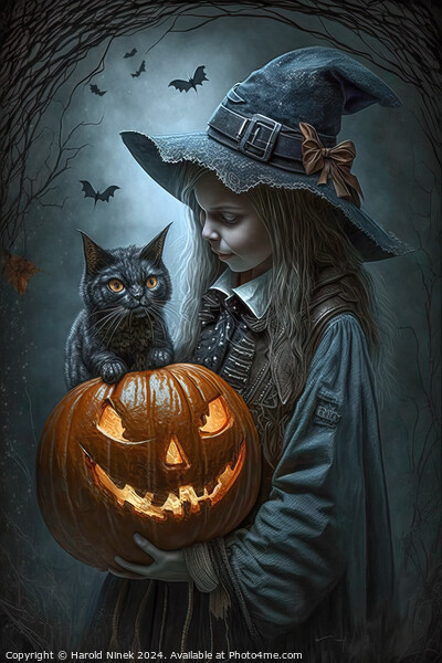 Little Witch, Big Pumpkin Picture Board by Harold Ninek