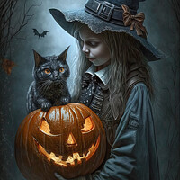 Buy canvas prints of Little Witch, Big Pumpkin by Harold Ninek