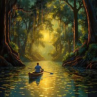 Buy canvas prints of Canoeing in the Bayou by Harold Ninek