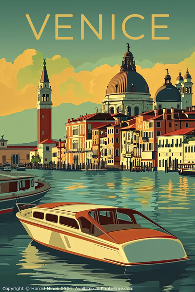 Venice Travel Poster Picture Board by Harold Ninek
